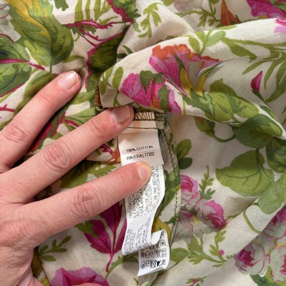 Zara basic womens green pink floral sheer blouse. 3/4 sleeve, tunic. Size S - Picture 6 of 7